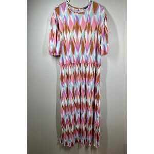 Nasty Gal Collection Pleated Maxi Dress Geometric Print  RainbowWaist Size 18